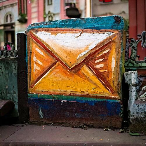 Illustration street art d'une enveloppe jaune